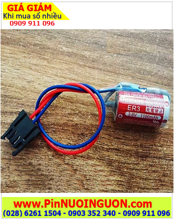 Maxell ER3 (Dây ZẮC CẮM); Pin nuôi nguồn PLC Maxell ER3 lithium 3.6v 1/2AA 1100mAh, Xuất xứ Nhật 